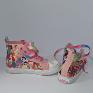 Disney Pink High-Top Kids Sneakers with Rainbow Laces and Princess Print